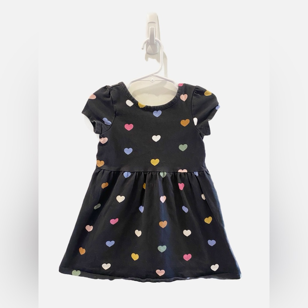 GAP Kids Black Dress with Rainbow Heart Pattern - size 2T